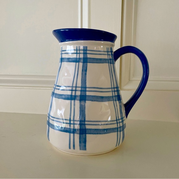 NWT Pier 1 Blue and White Ceramic Pitcher - Picture 1 of 4